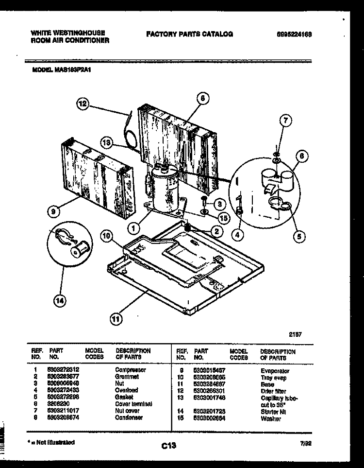 UNIT PARTS Diagram and Parts List for MAS183P2A1  Frigidaire Air Conditioner
