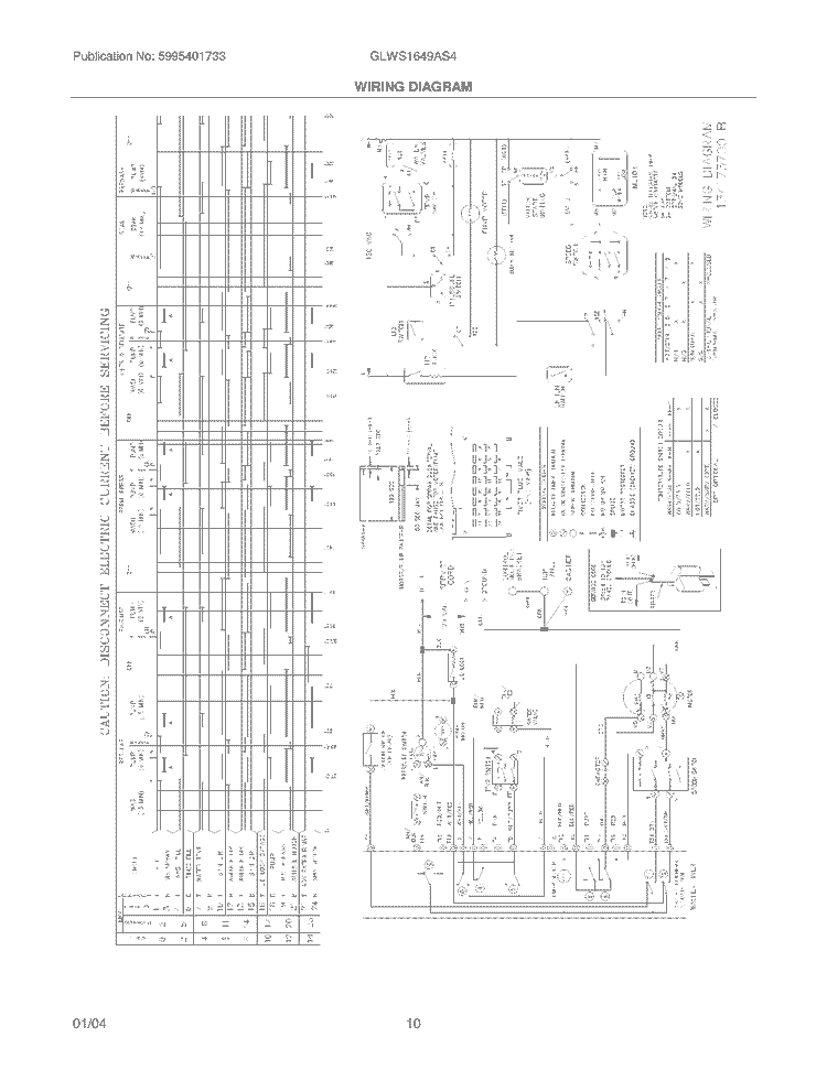 WIRING DIAGRAM Diagram and Parts List for GLWS1649AS4  Frigidaire Washer
