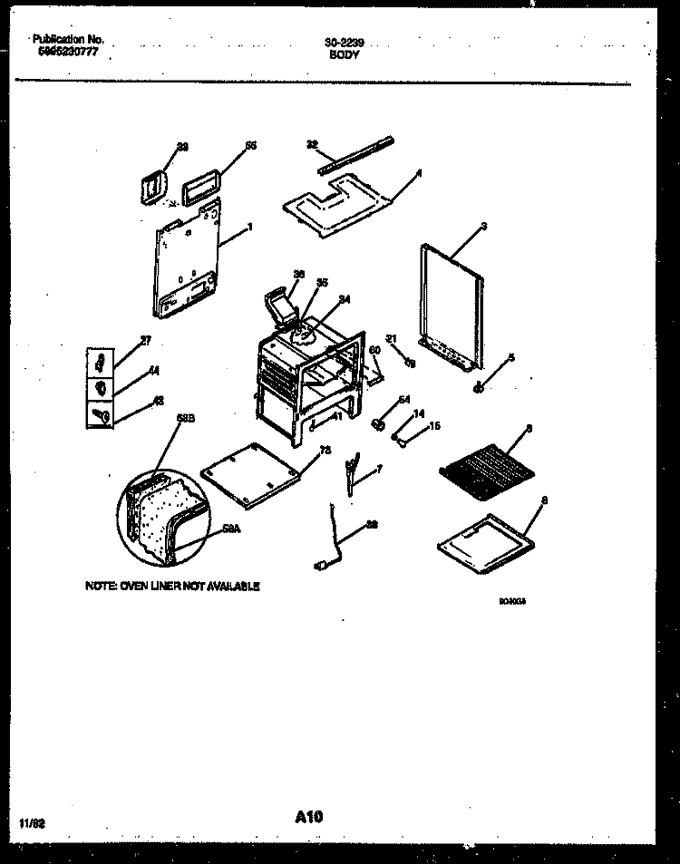 BODY PARTS Diagram and Parts List for 30-2239-00-09  Tappan Range