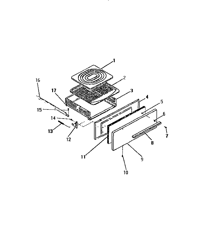 BROILER DRAWER, PANELS Diagram and Parts List for G21PCL0  Frigidaire Wall Oven