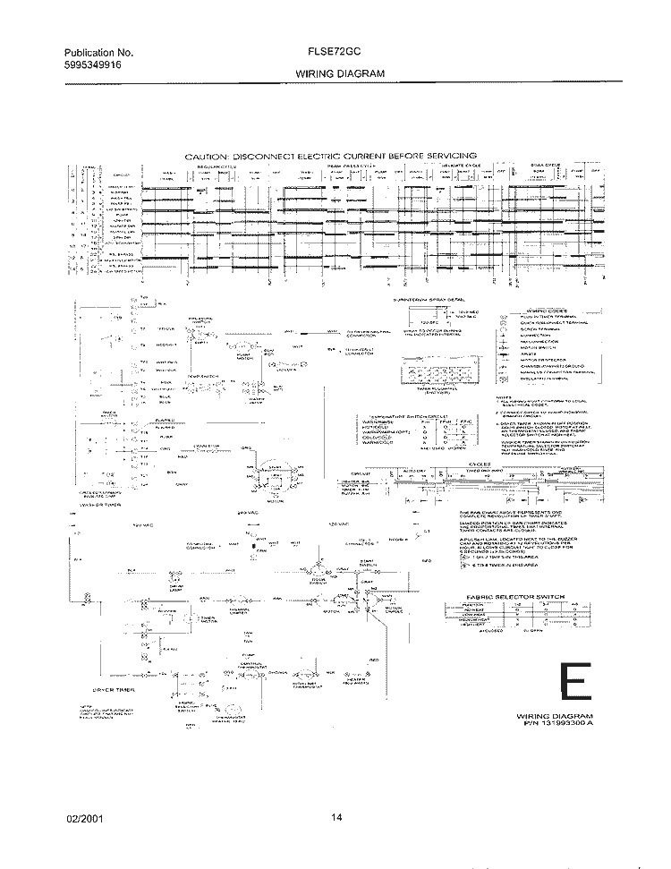 131993300 WIRING DIAGRAM Diagram and Parts List for FLSE72GCTB  Frigidaire Washer Dryer Combo