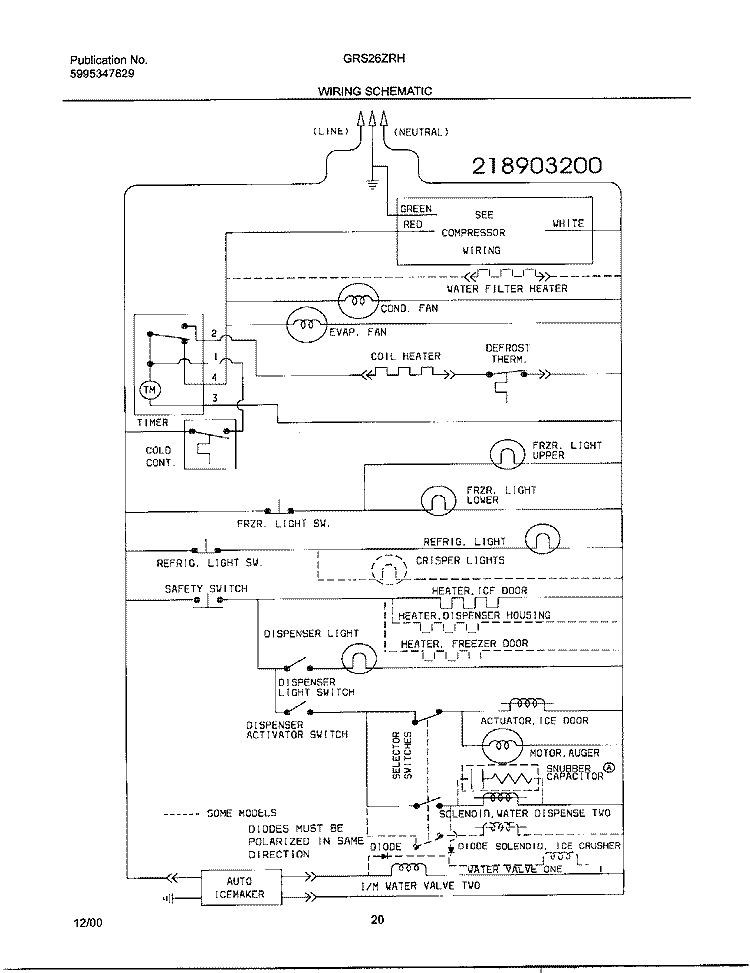 WIRING SCHEMATIC Diagram and Parts List for GRS26ZRHW6  Gibson Refrigerator