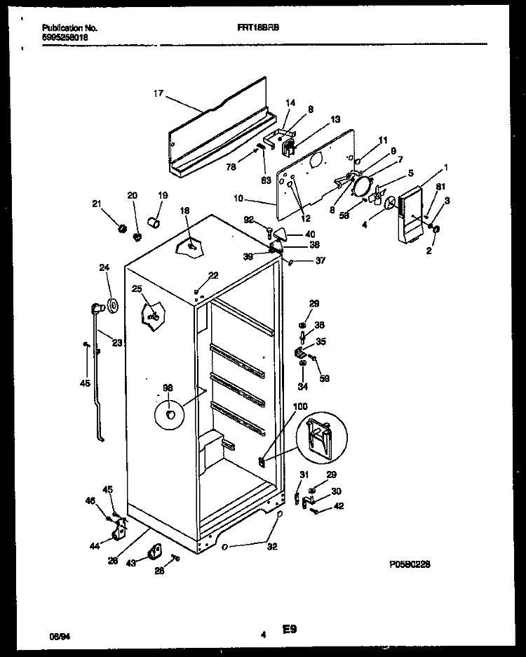 CABINET PARTS Diagram and Parts List for FRT18BRBW0  Frigidaire Refrigerator