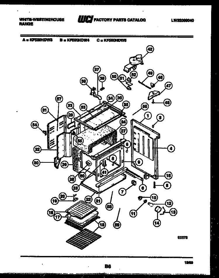 BODY PARTS Diagram and Parts List for KF590HDW3  Frigidaire Range