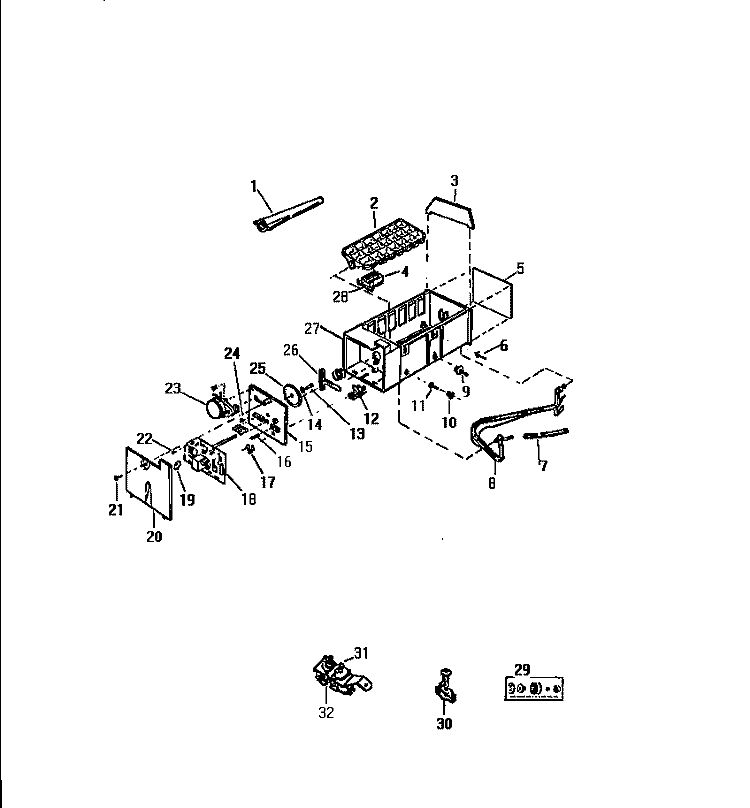 ICE MAKER Diagram and Parts List for RS229GCW3  Frigidaire Refrigerator