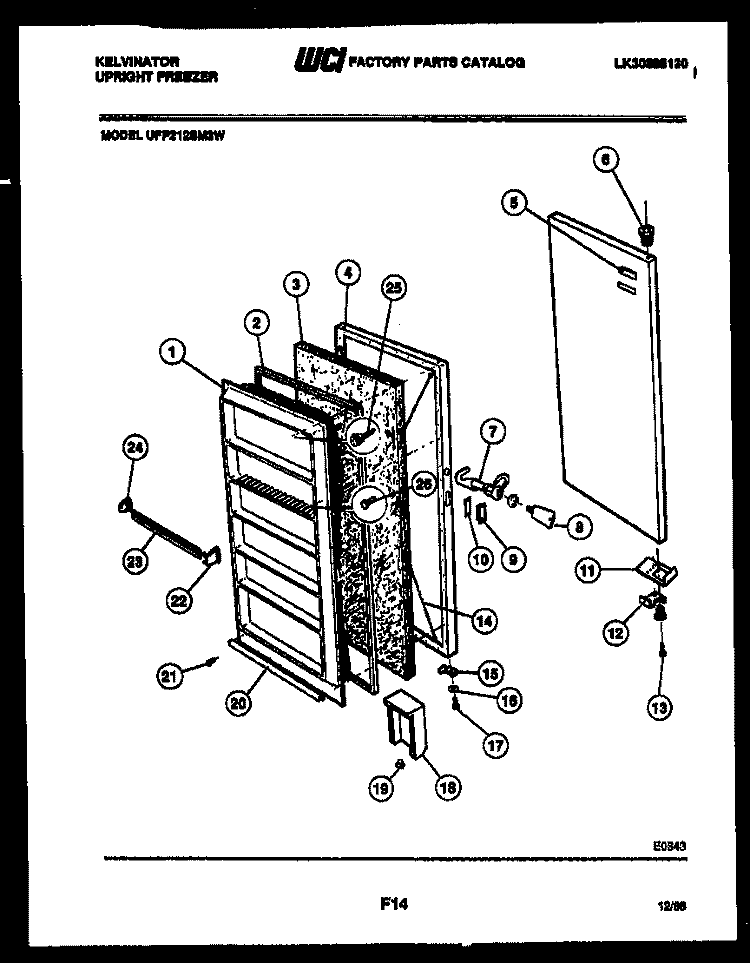 DOOR PARTS Diagram and Parts List for UFP212SM3W  Kelvinator Freezer