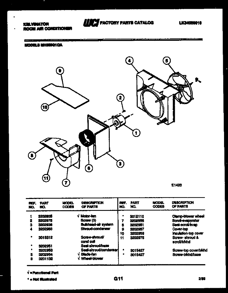 AIR HANDLING PARTS Diagram and Parts List for MH309G1QA  Kelvinator Air Conditioner