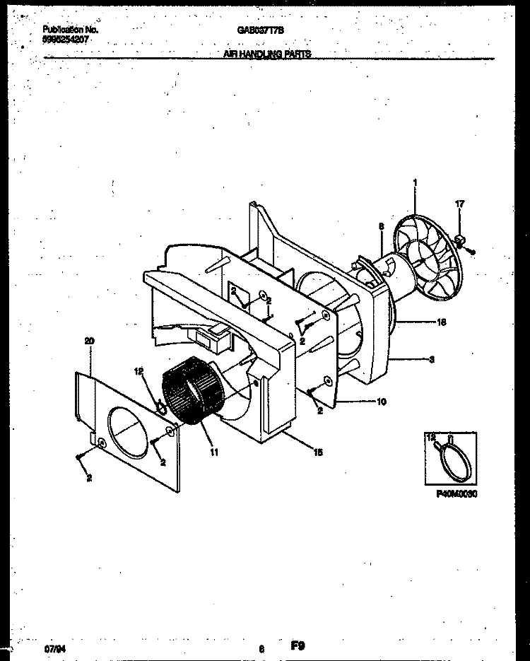 AIR HANDLING PARTS Diagram and Parts List for GAB067T7B1  Gibson Air Conditioner