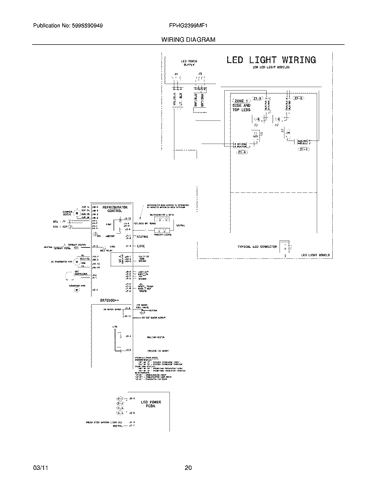 WIRING DIAGRAM Diagram and Parts List for FPHG2399MF1  Frigidaire Refrigerator