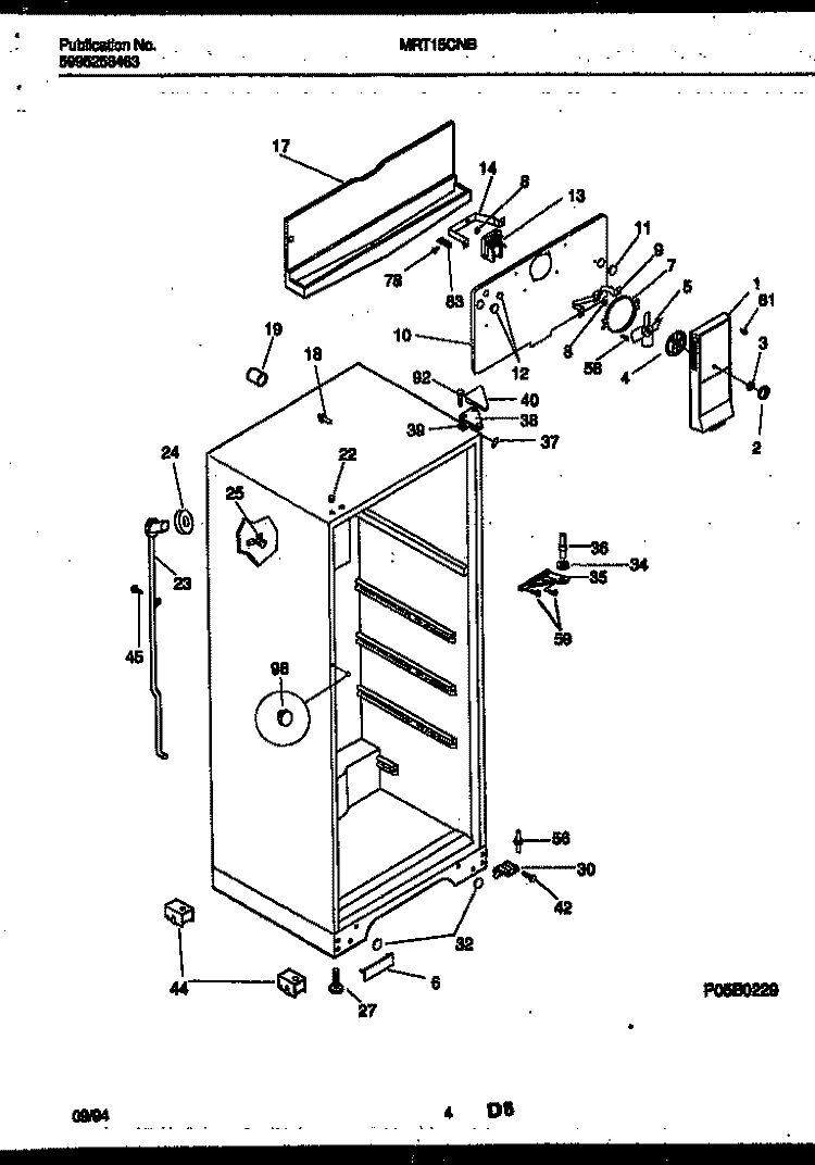 CABINET PARTS Diagram and Parts List for MRT15CNBD1  Frigidaire Refrigerator