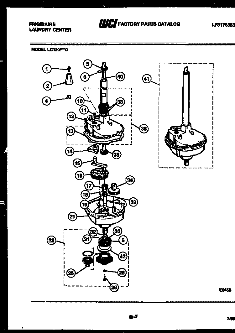 TRANSMISSION PARTS Diagram and Parts List for LC120FW0  Frigidaire Washer