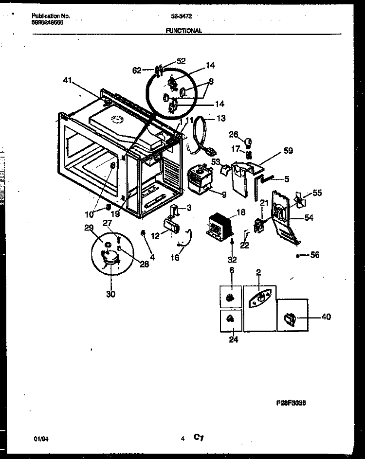 FUNCTIONAL PARTS Diagram and Parts List for 56-5472-10-04  Tappan Microwave
