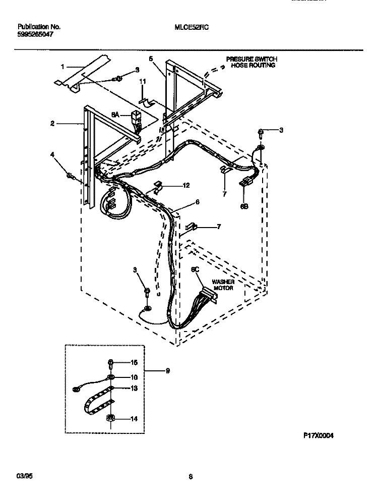 DRYER MOUNT Diagram and Parts List for MLCE52RCS1  Frigidaire Washer