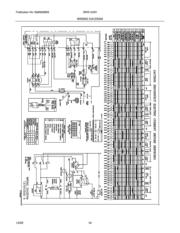 WIRING DIAGRAM Diagram and Parts List for SWS1233HQ1  Westinghouse Washer