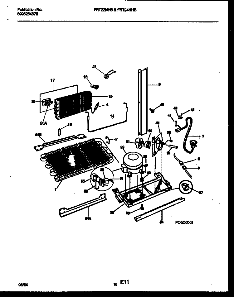 SYSTEM AND AUTOMATIC DEFROST PARTS Diagram and Parts List for FRT24NHBW0  Frigidaire Refrigerator