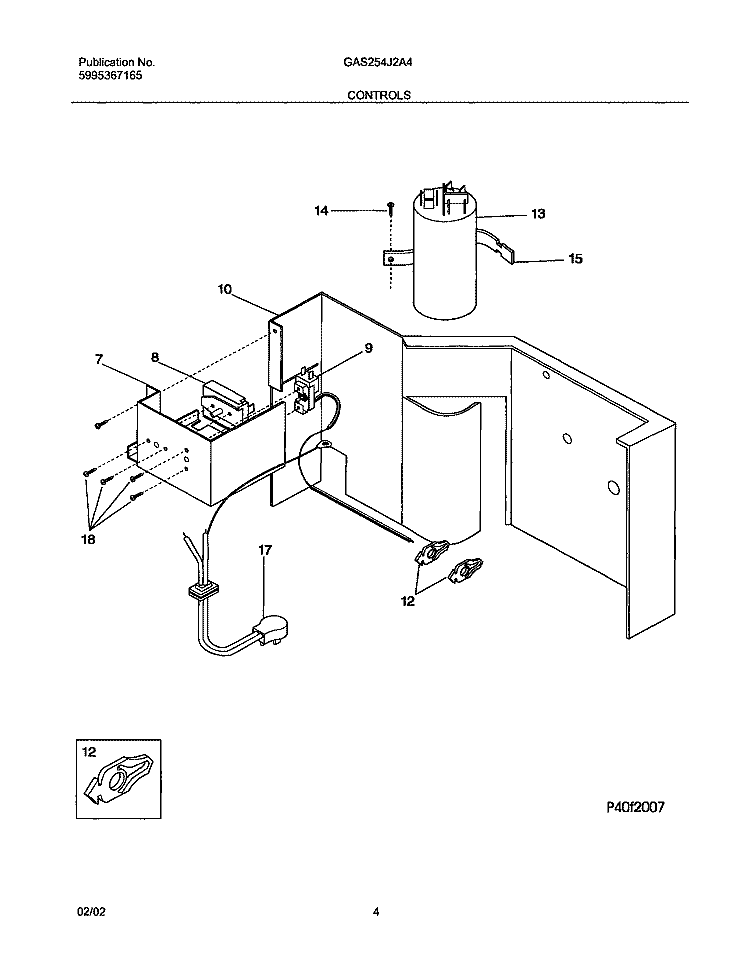 CONTROLS Diagram and Parts List for GAS254J2A4  Gibson Air Conditioner