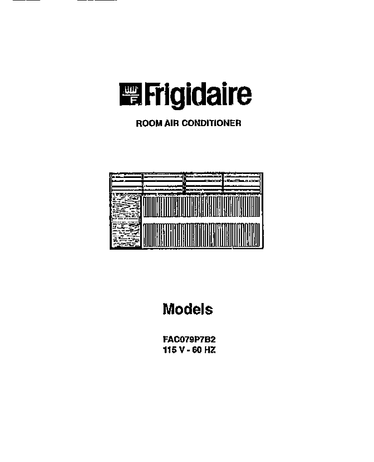 COVER Diagram and Parts List for FAC079P7B2  Frigidaire Air Conditioner