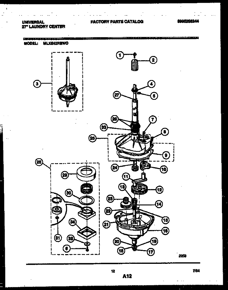 TRANSMISSION PARTS Diagram and Parts List for MLXE42RBWD0  Kelvinator Washer Dryer Combo