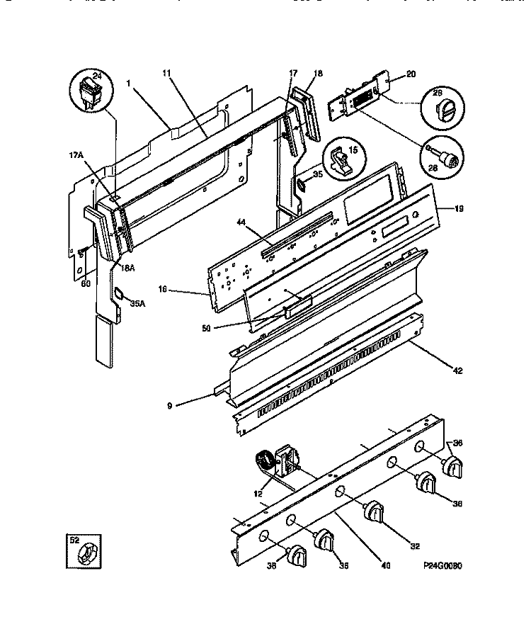 BACKGUARD Diagram and Parts List for MGF324WBSA  Frigidaire Range