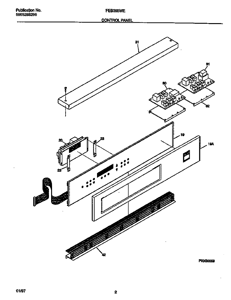CONTROL PANEL Diagram and Parts List for FEB398WECA  Frigidaire Wall Oven