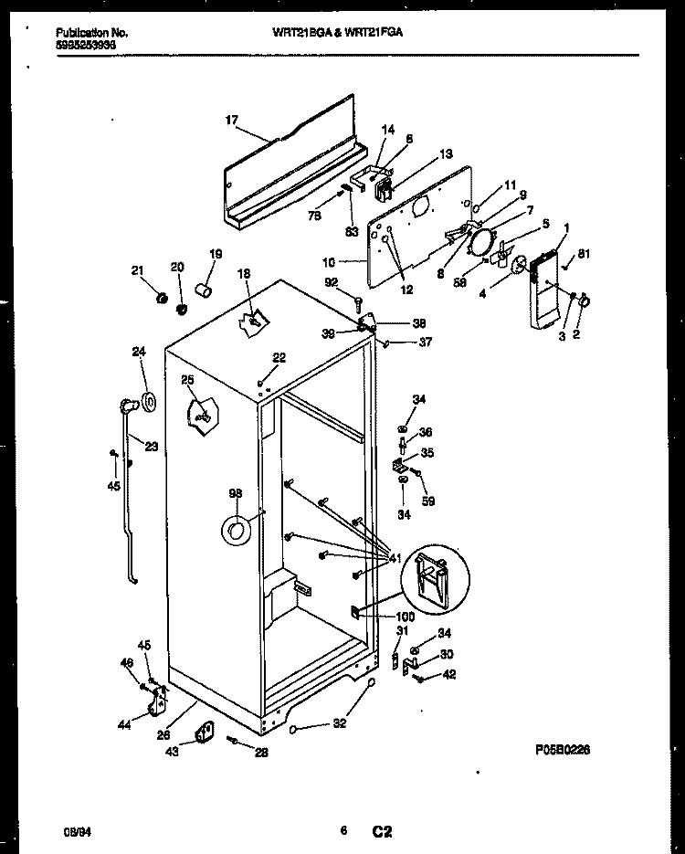 CABINET PARTS Diagram and Parts List for WRT21BGAD1  Frigidaire Refrigerator
