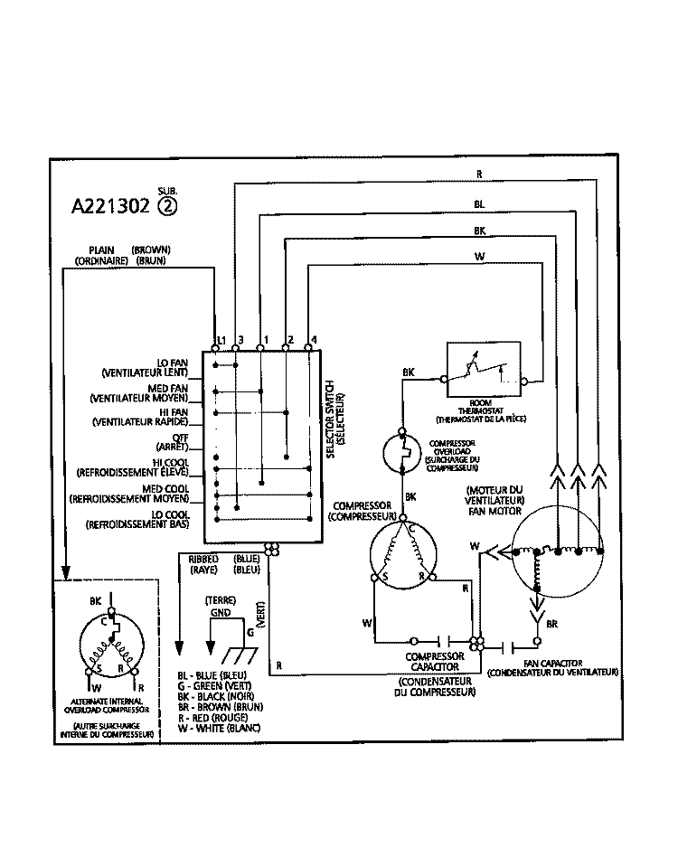 WIRING DIAGRAM Diagram and Parts List for WAC083W7A3  Frigidaire Air Conditioner