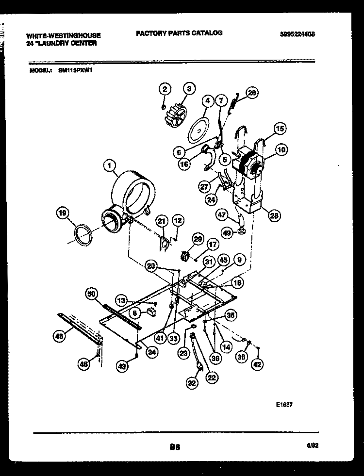 DRYER MOTOR, BLOWER AND BELT Diagram and Parts List for SM115PXD1  Frigidaire Washer