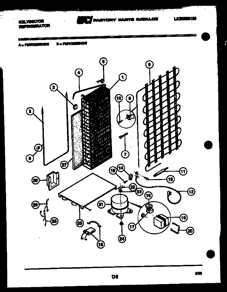 SYSTEM AND AUTOMATIC DEFROST PARTS Diagram and Parts List for FMW220EN2F  Kelvinator Refrigerator