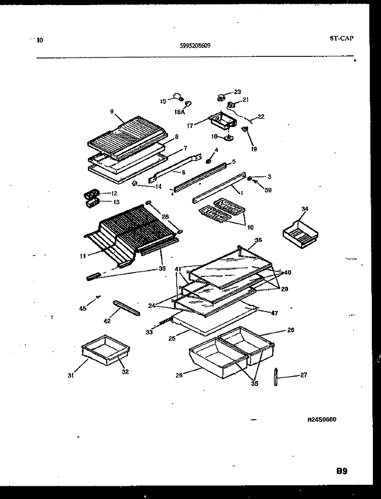 SHELVES AND SUPPORTS Diagram and Parts List for FPES19TIPW0  Frigidaire Refrigerator