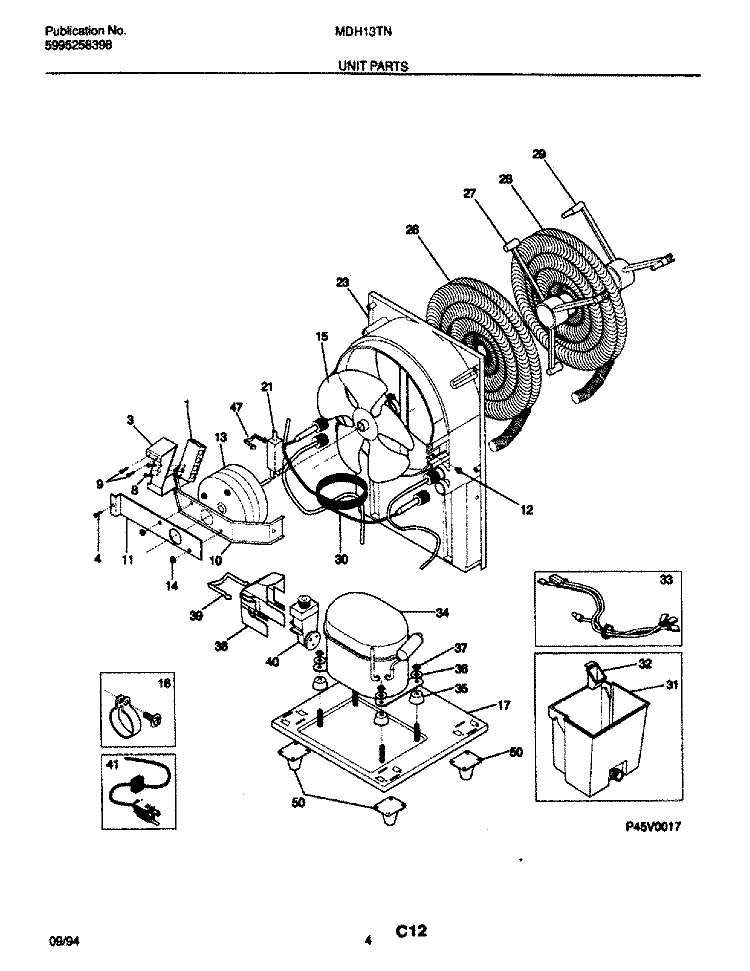 UNIT PARTS Diagram and Parts List for MDH13TN3  Frigidaire Dehumidifier