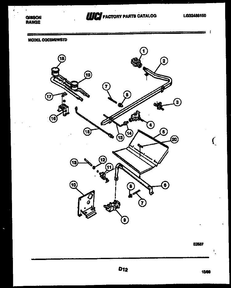 BURNER PARTS Diagram and Parts List for CGC3M2WSTD  Gibson Range