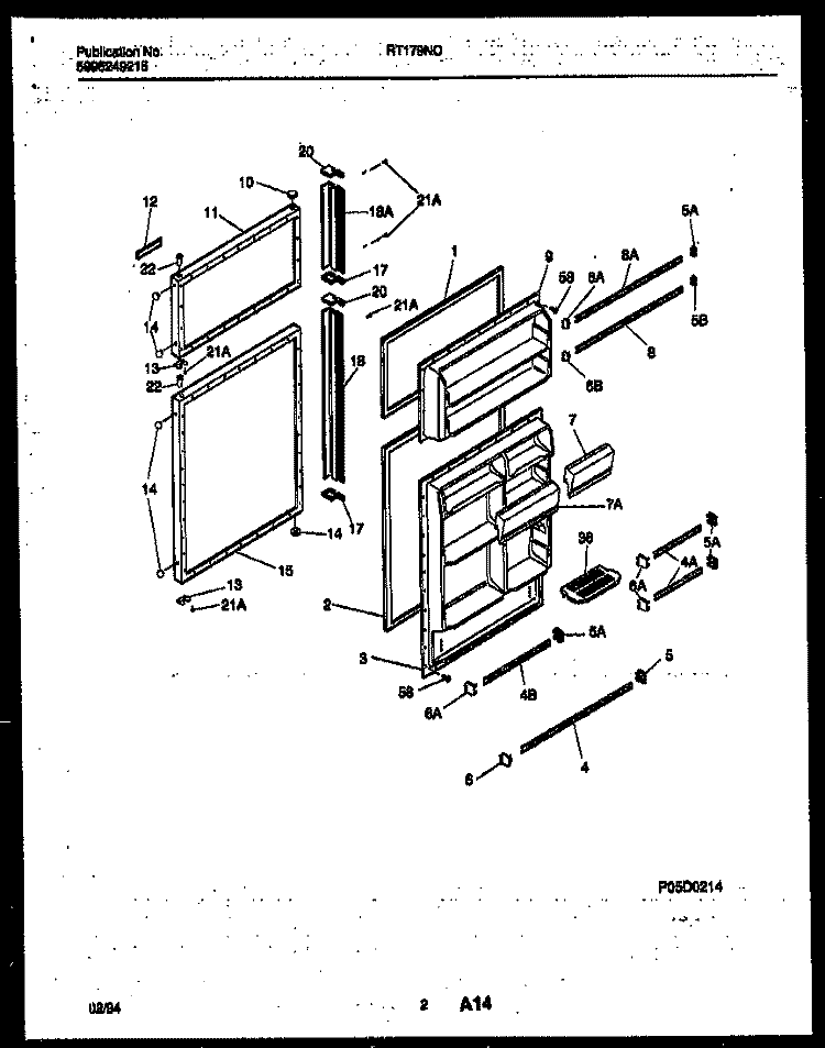 DOOR PARTS Diagram and Parts List for RT179NCD1  Frigidaire Refrigerator