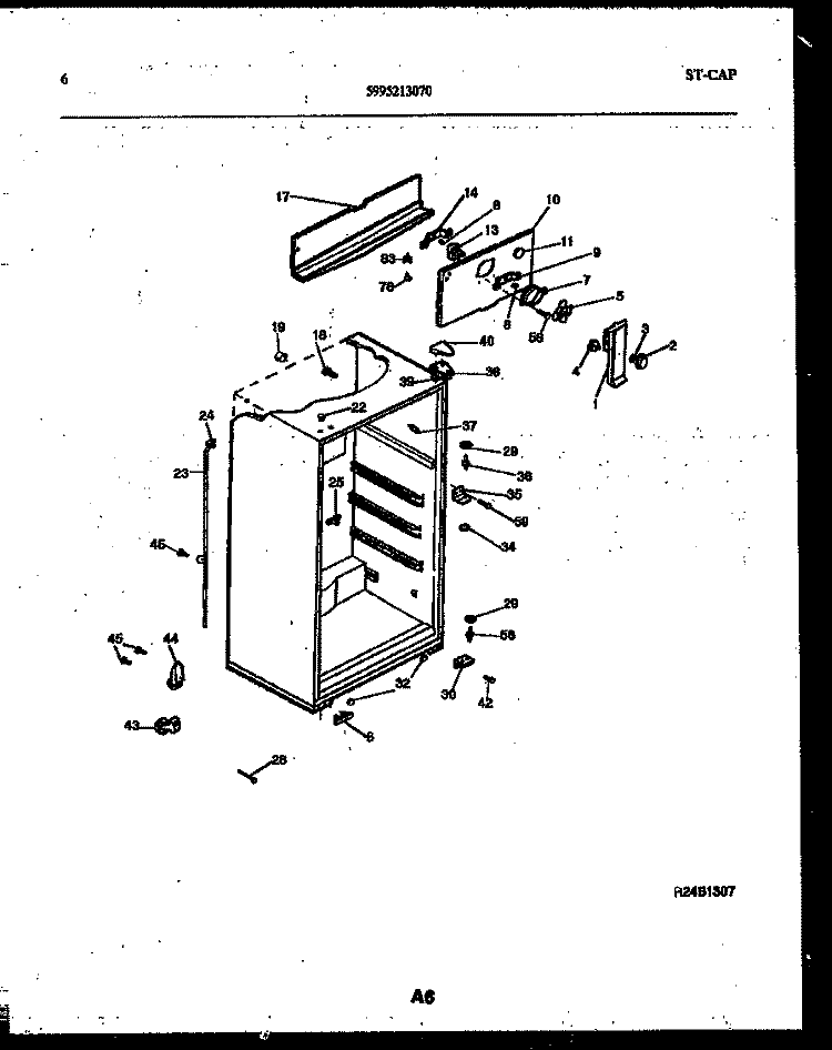 CABINET PARTS Diagram and Parts List for RT185NCW0  Frigidaire Refrigerator