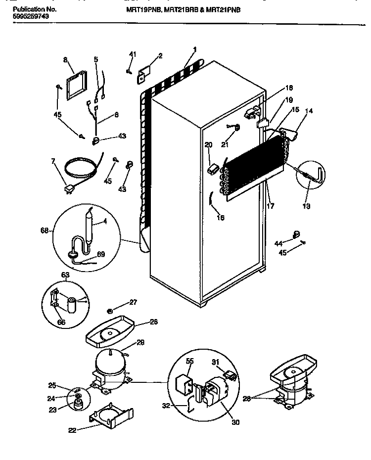 COOLING SYSTEM Diagram and Parts List for MRT19PNBD2  Uni Refrigerator
