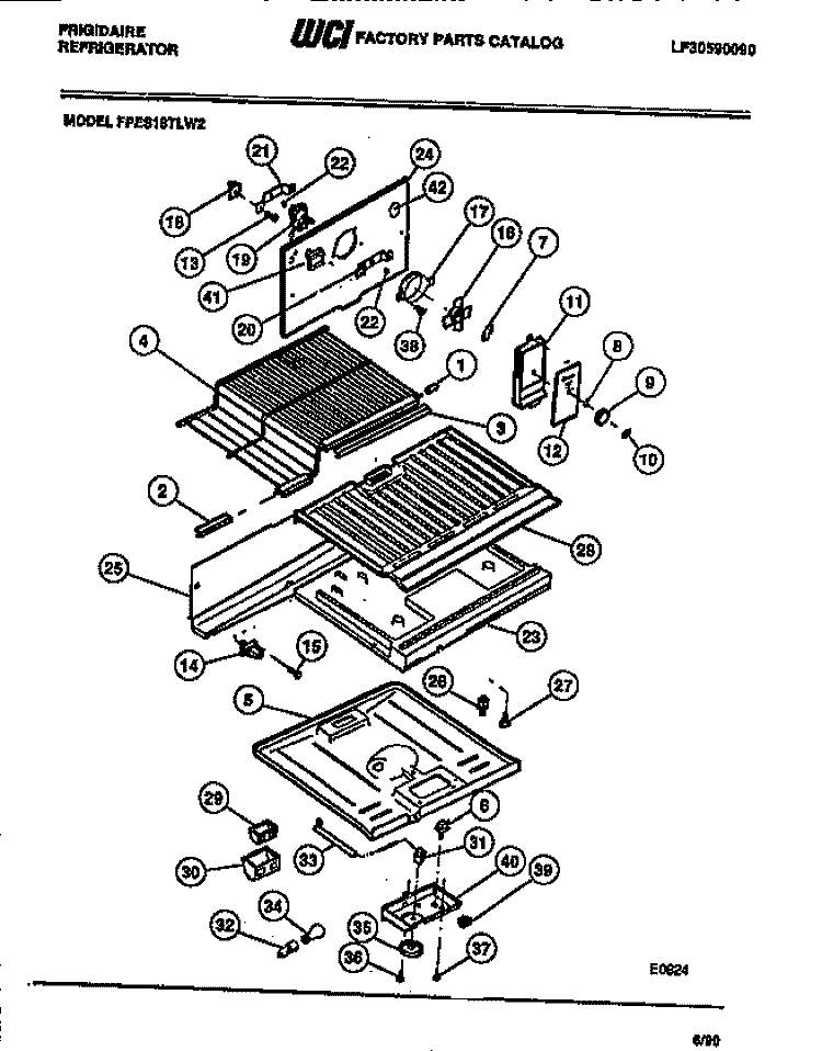 FAN ASSEMBLY Diagram and Parts List for FPES18TLF2  Frigidaire Refrigerator