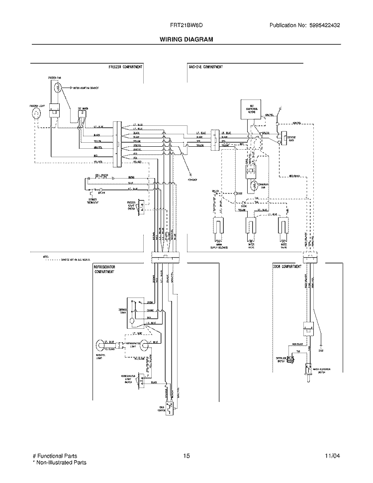 WIRING DIAGRAM Diagram and Parts List for FRT21BW8DB0  Frigidaire Refrigerator
