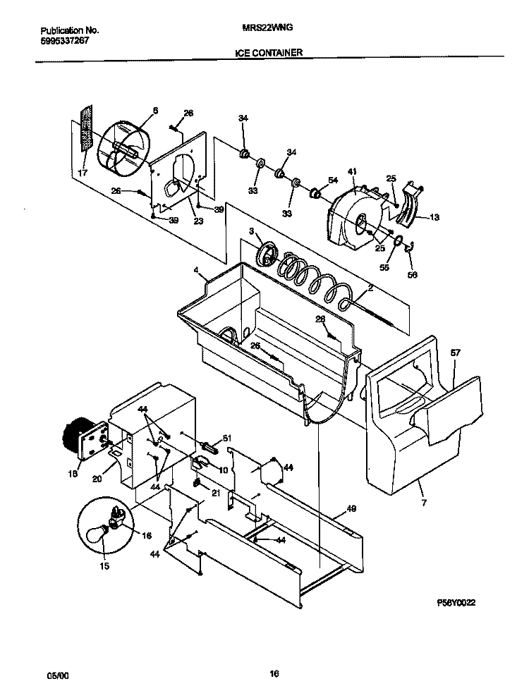 ICE CONTAINER Diagram and Parts List for MRS22WNGD6  Frigidaire Refrigerator