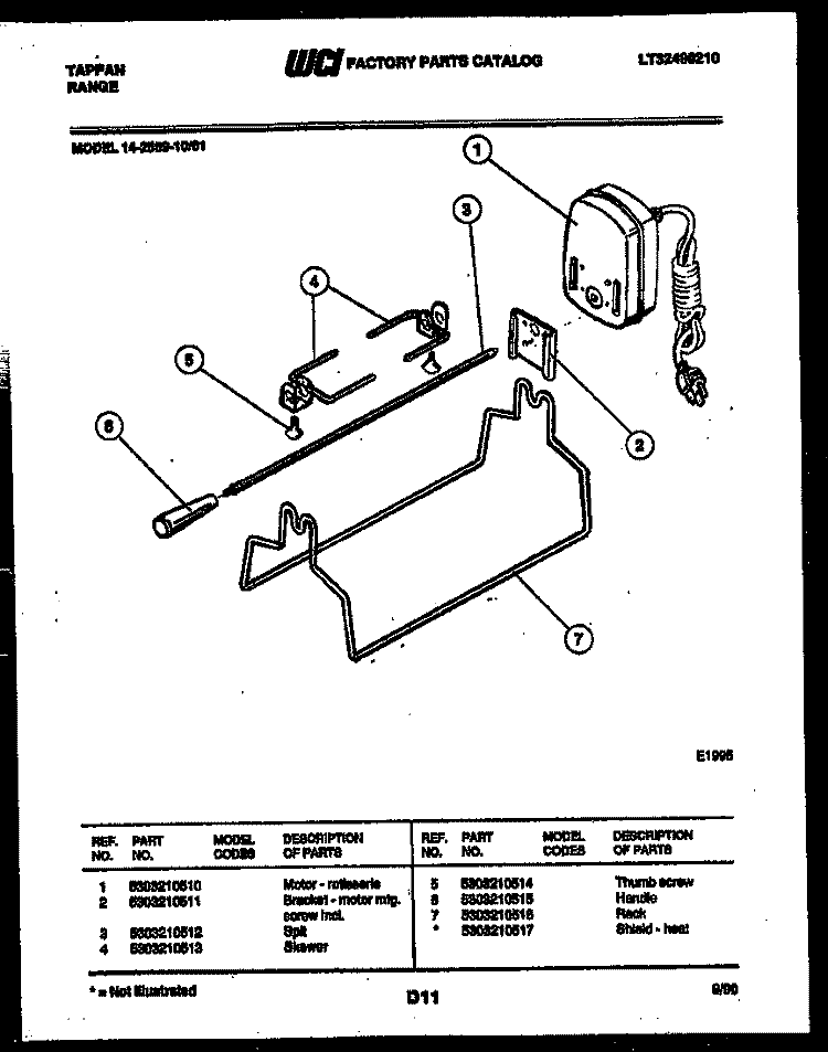 POWER CONTROL Diagram and Parts List for 14-2589-32-01  Tappan Cooktop