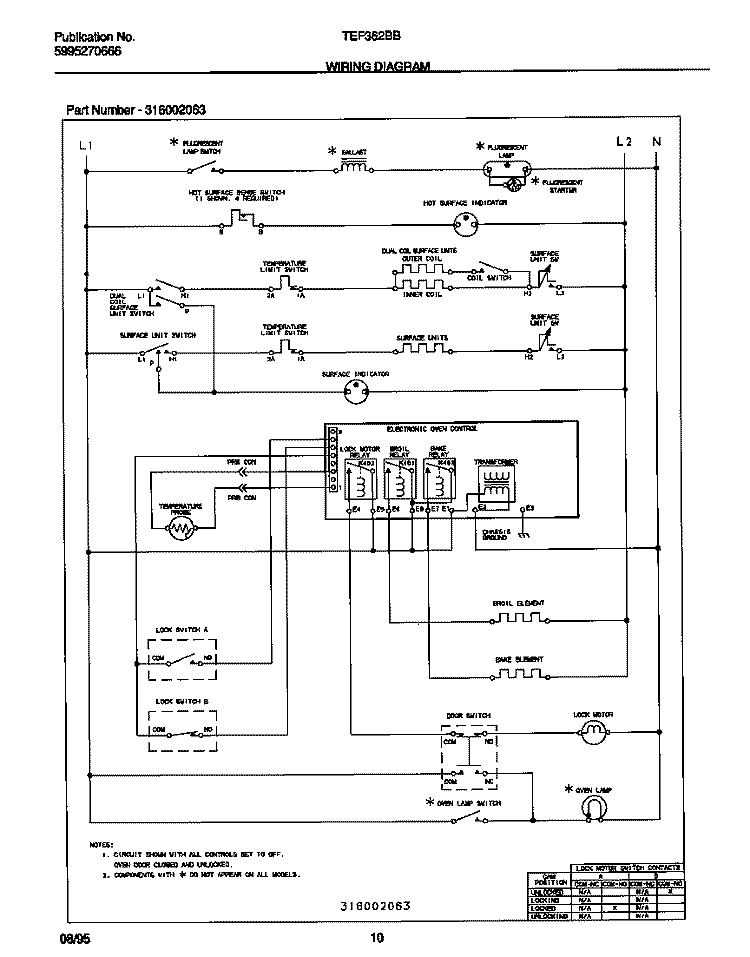 WIRING DIAGRAM Diagram and Parts List for TEF362BBBC  Tappan Range