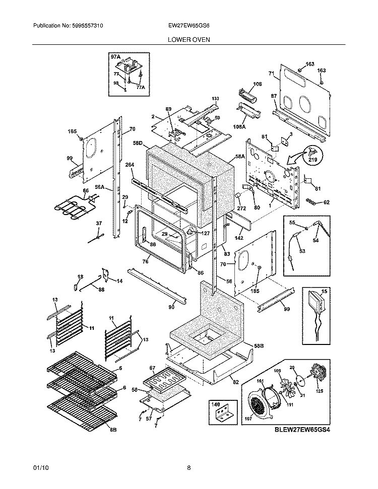 LOWER OVEN Diagram and Parts List for EW27EW65GS6  Electrolux Wall Oven