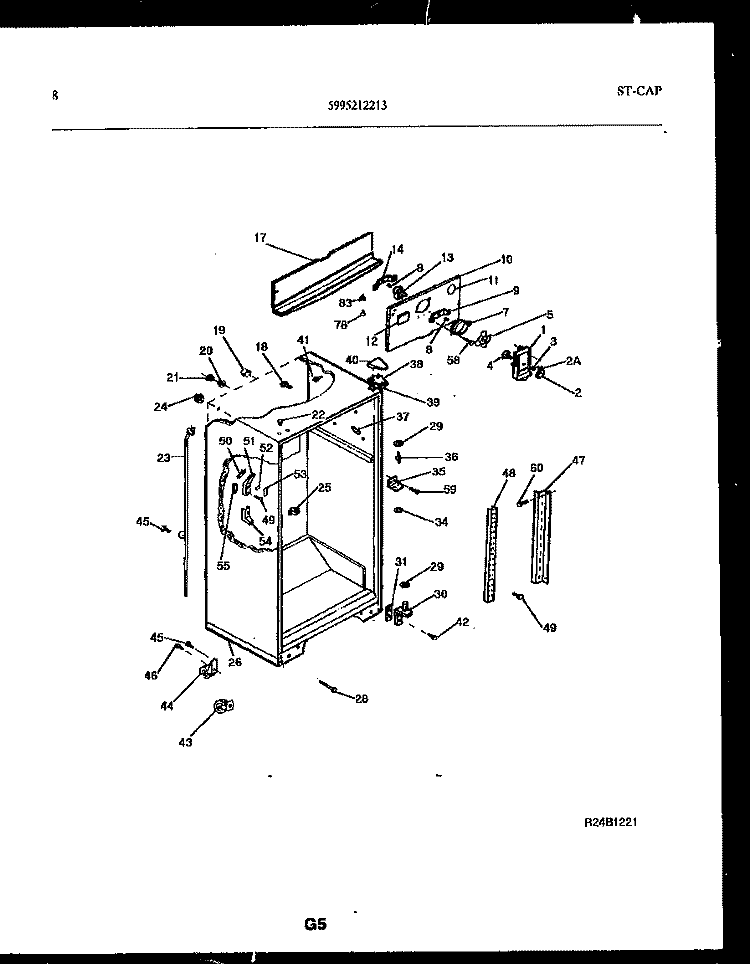 CABINET PARTS Diagram and Parts List for FPCE21TPW1  Frigidaire Refrigerator