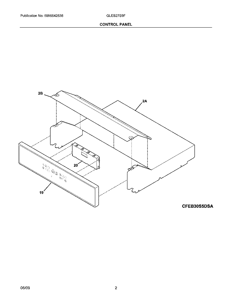 CONTROL PANEL Diagram and Parts List for GLEB27S9FSD  Frigidaire Wall Oven