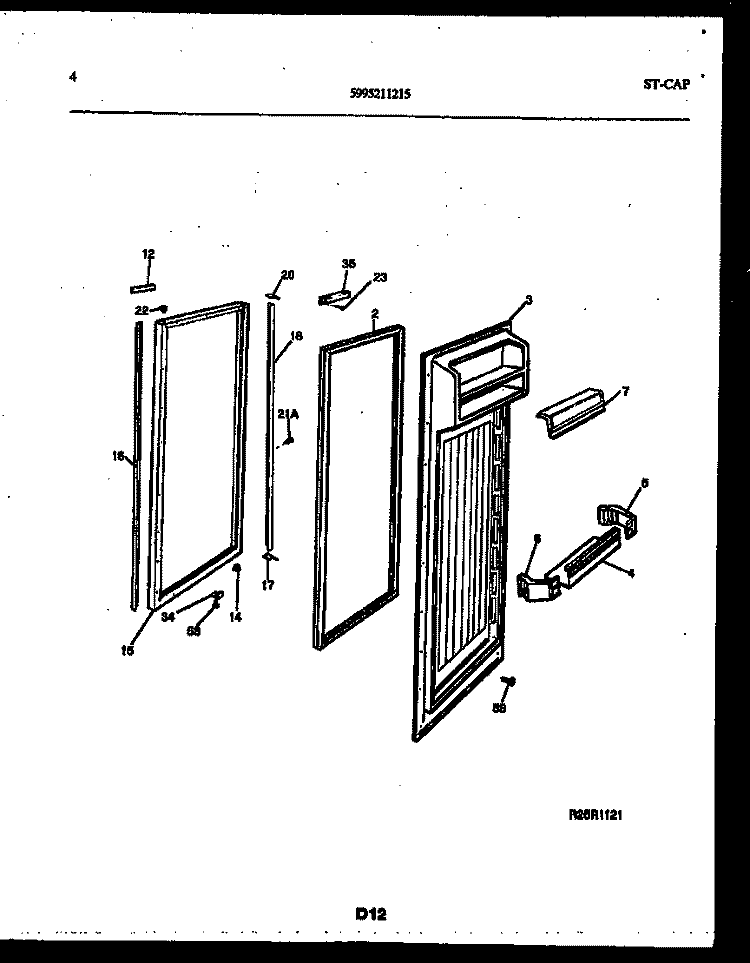REFRIGERATOR DOOR PARTS Diagram and Parts List for RS249NCD0  Frigidaire Refrigerator