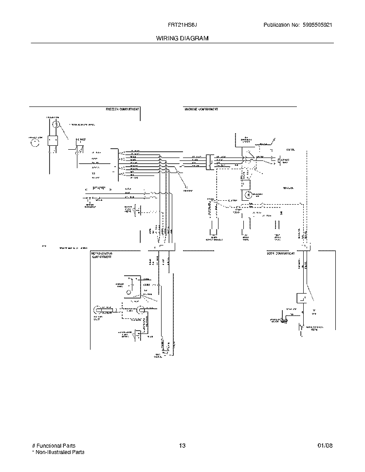 WIRING DIAGRAM Diagram and Parts List for FRT21HS6JW0  Frigidaire Refrigerator
