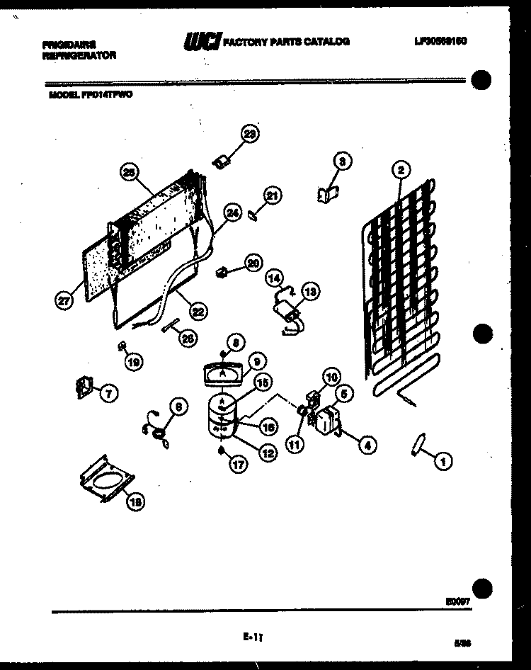 SYSTEM AND AUTOMATIC DEFROST PARTS Diagram and Parts List for FPD14TFL0  Frigidaire Refrigerator