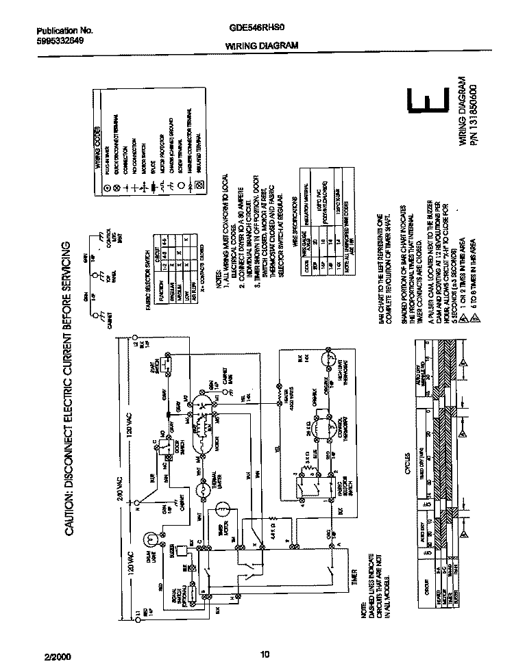 131850600 WIRING DIAGRAM Diagram and Parts List for GDE546RHS0  Gibson Dryer