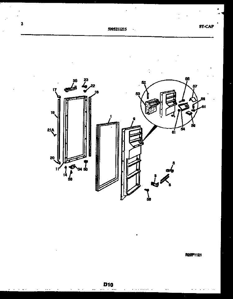 FREEZER DOOR PARTS Diagram and Parts List for RS249NCD0  Frigidaire Refrigerator