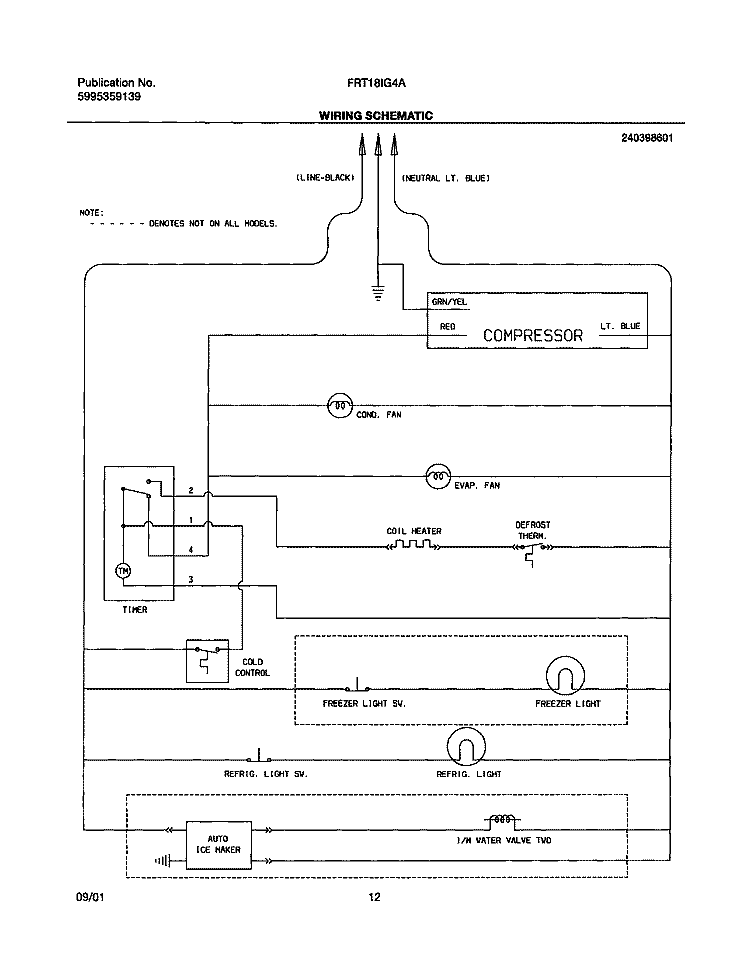 WIRING SCHEMATIC Diagram and Parts List for FRT18IG4AQ2  Frigidaire Refrigerator