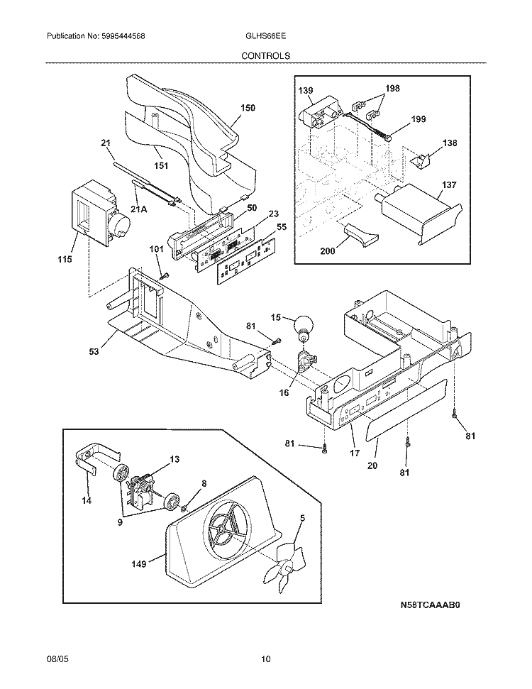 CONTROLS Diagram and Parts List for GLHS66EEQ5  Frigidaire Refrigerator