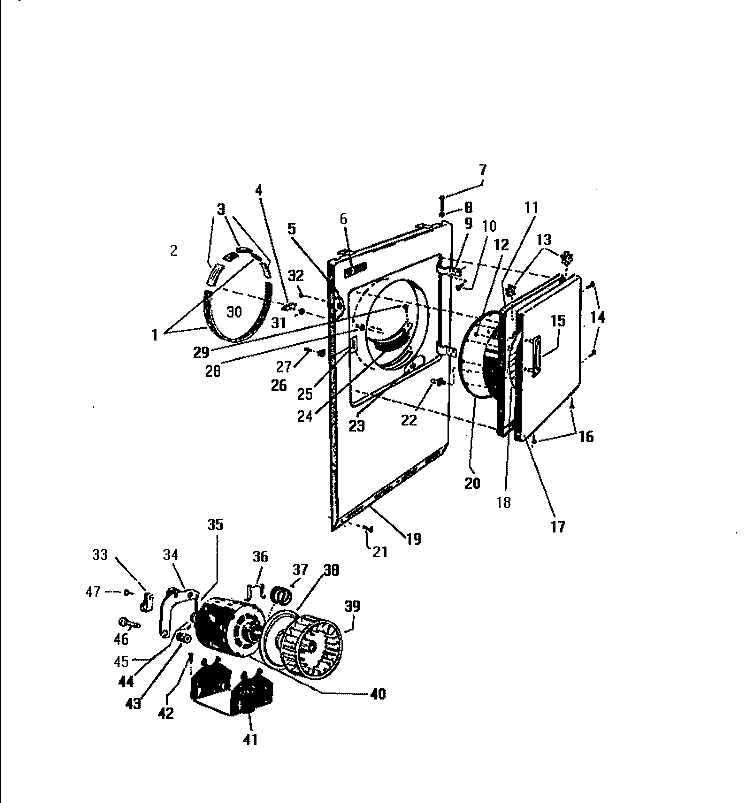CABINET, TOP PANEL, DOOR BASE Diagram and Parts List for DE400EDW1  Frigidaire Dryer